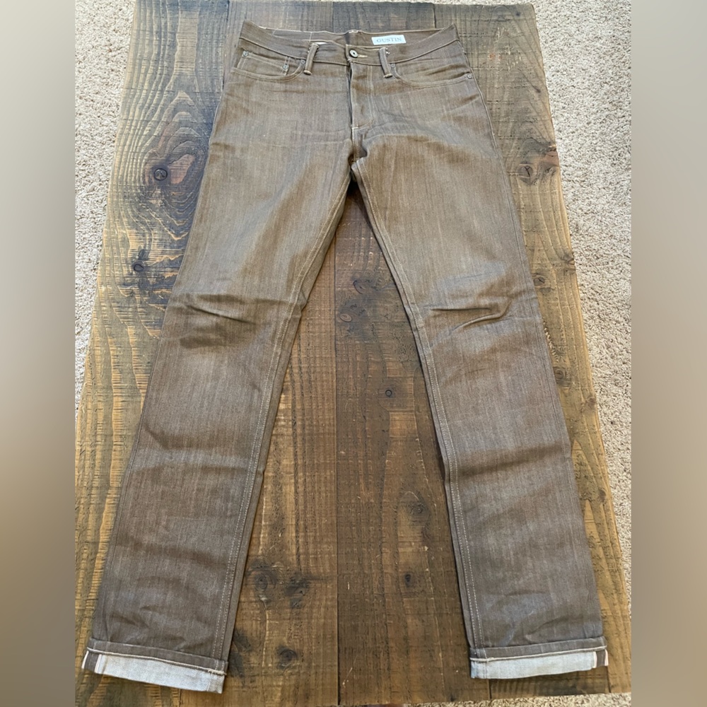 Gustin Slim Brown Selvedge Denim Size 33